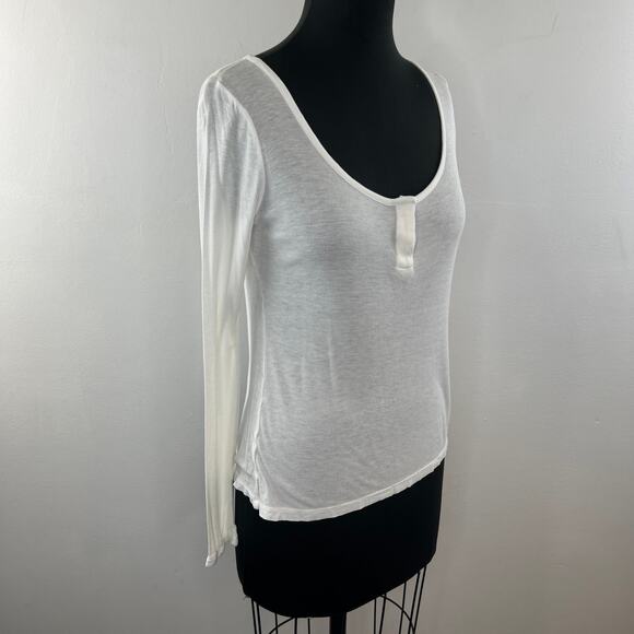 T Alexander Wang Henley White Rayon Knitted Scoop Neck Top Size Medium M - Picture 4 of 8